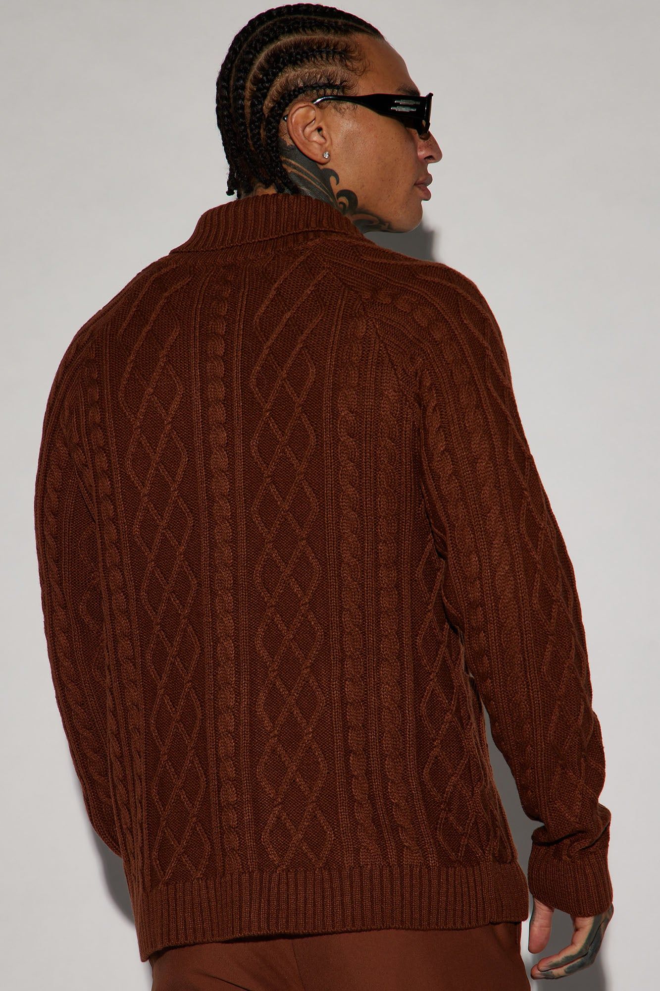 On Occasion Cable Knit Cardigan - Chocolate sold by Fashion Nova product image thumbnail 3