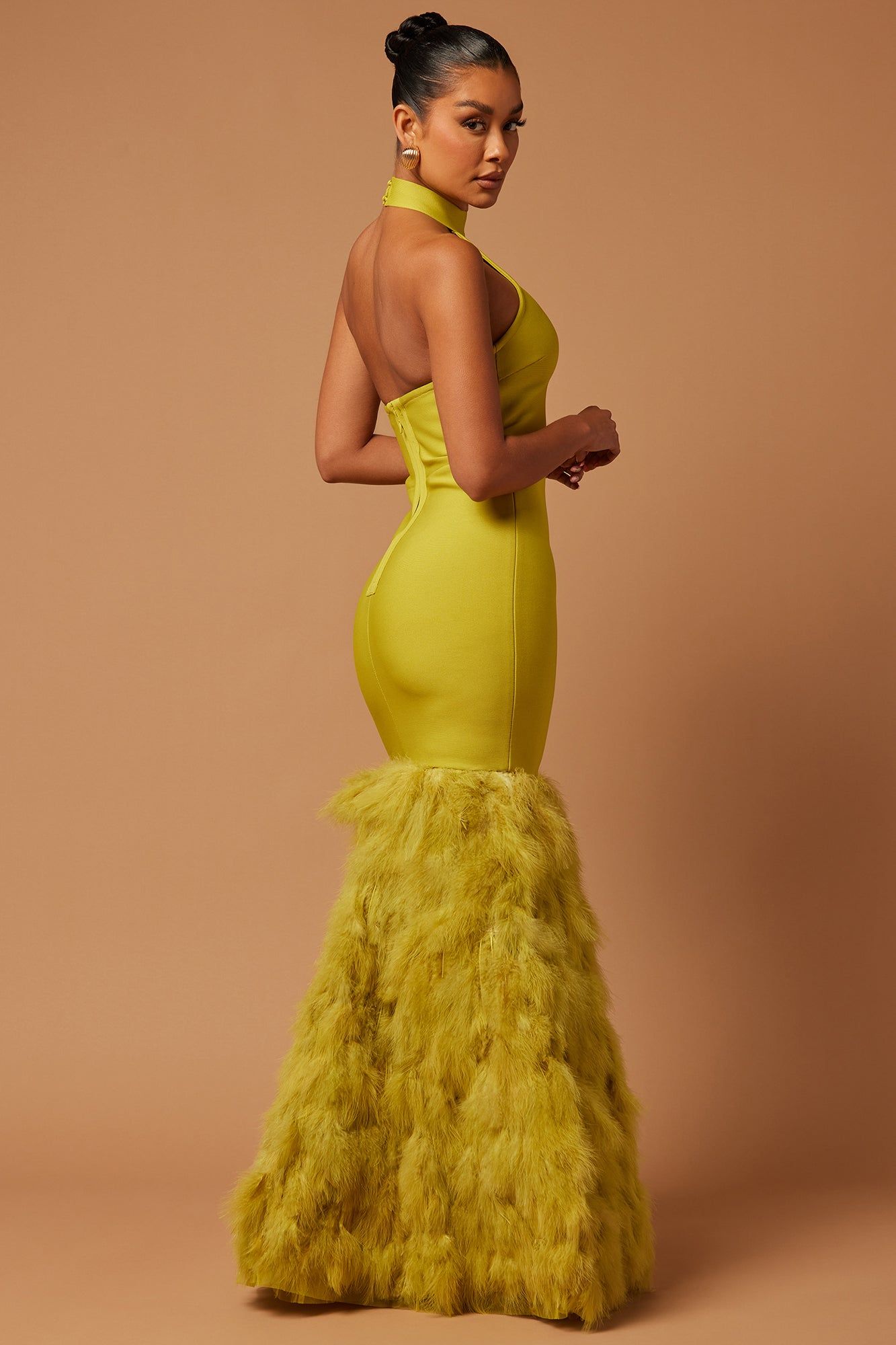 Bailey Feather Bandage Gown - Chartreuse sold by Fashion Nova product image thumbnail 4