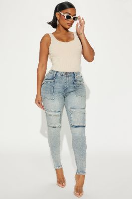 If You Know Cargo Skinny Jeans - Vintage Wash made by Fashion Nova