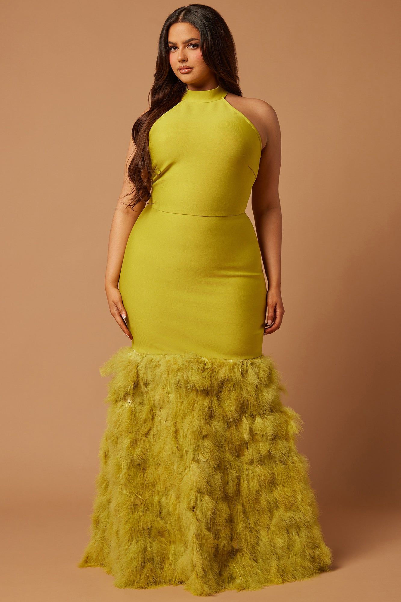 Bailey Feather Bandage Gown - Chartreuse sold by Fashion Nova product image thumbnail 5
