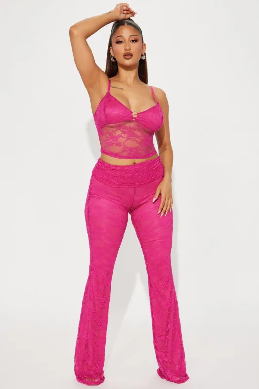 Love You Lace Pant Set - Fuchsia sold by Fashion Nova