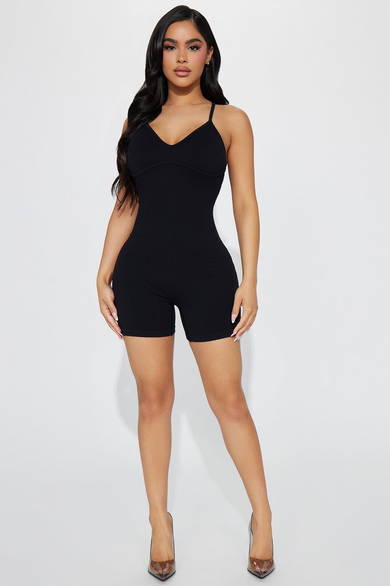 Chealsea Seamless Romper - Black sold by Fashion Nova