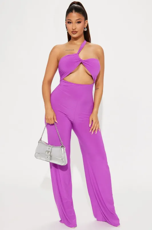 Don't Wait Up Jumpsuit - Magenta sold by Fashion Nova