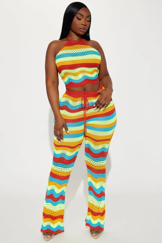 Naya Striped Crochet Pant Set - Orange/combo sold by Fashion Nova