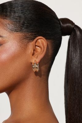 Miami Bae Hoop Earrings - Gold sold by Fashion Nova