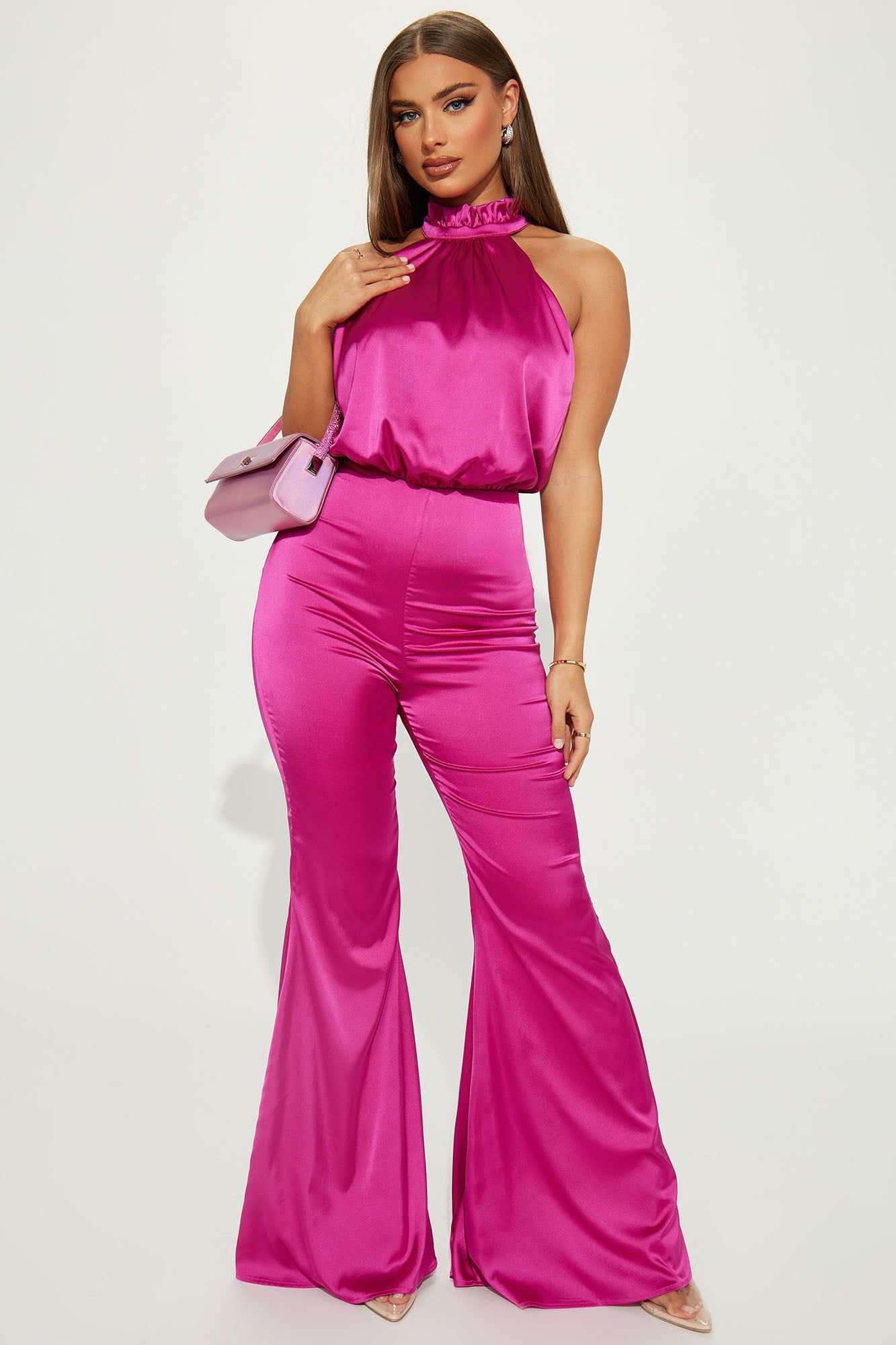 All I Ever Wanted Satin Jumpsuit - Fuchsia sold by Fashion Nova
