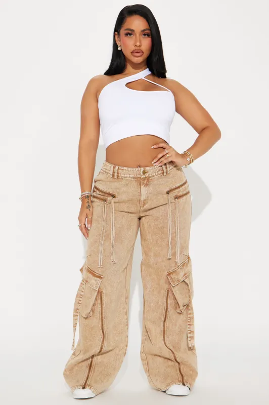 Hear Me Out Washed Cargo Pant - Tan sold by Fashion Nova