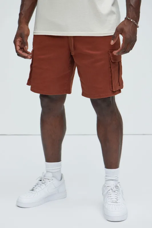 Twill Volley Cargo Shorts - Brown sold by Fashion Nova