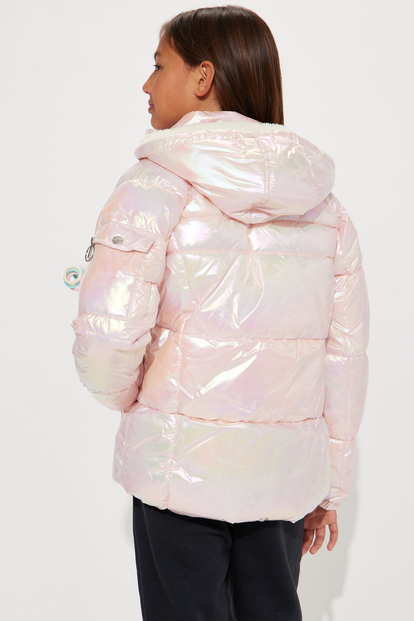 Mini Shine Like A Star Puffer Jacket With Hair Ties - Pink sold by Fashion Nova product image thumbnail 4