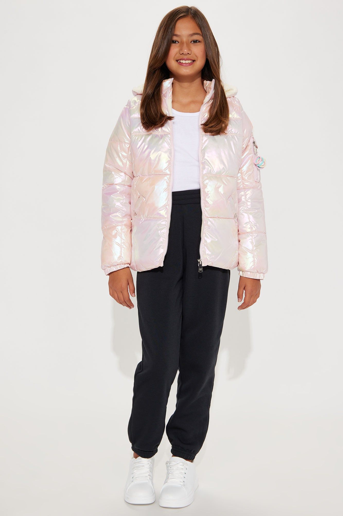 Mini Shine Like A Star Puffer Jacket With Hair Ties - Pink sold by Fashion Nova product image thumbnail 2