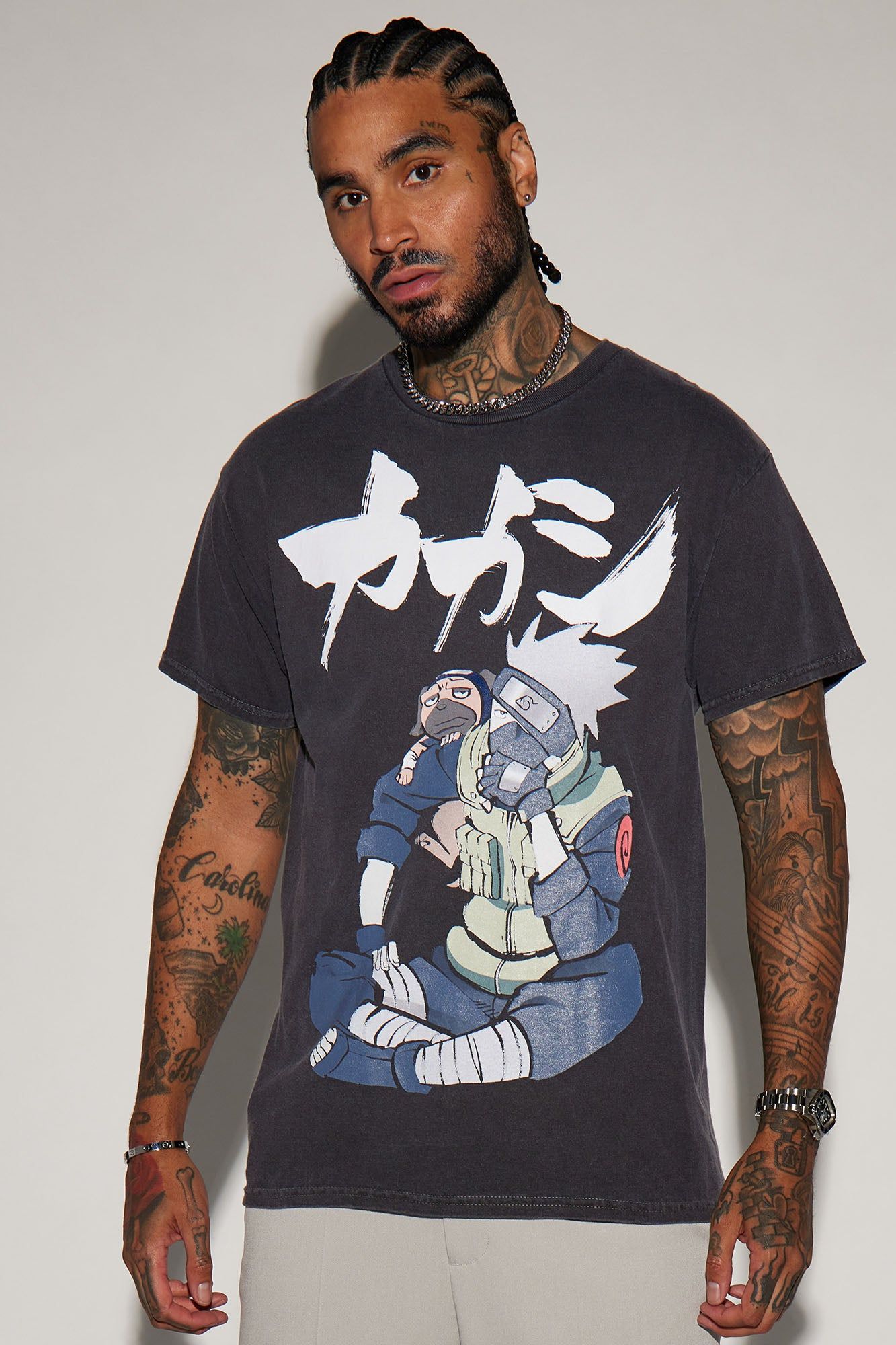 Naruto Kakashi Sensei Vigilance Short Sleeve Tee - Black sold by Fashion Nova