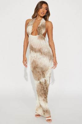Sight To See Maxi Dress - Nude/combo sold by Fashion Nova