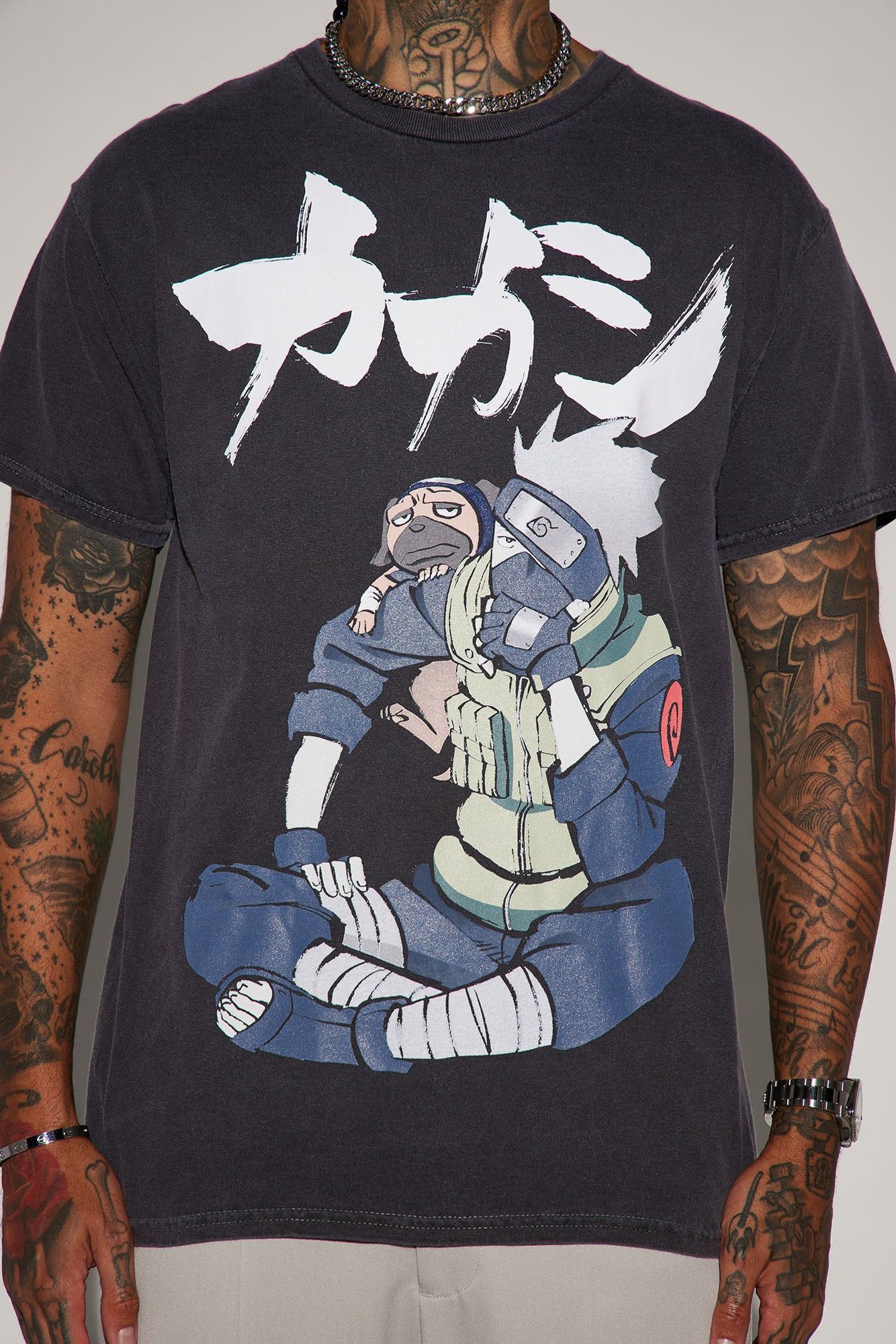 Naruto Kakashi Sensei Vigilance Short Sleeve Tee - Black sold by Fashion Nova product image thumbnail 3