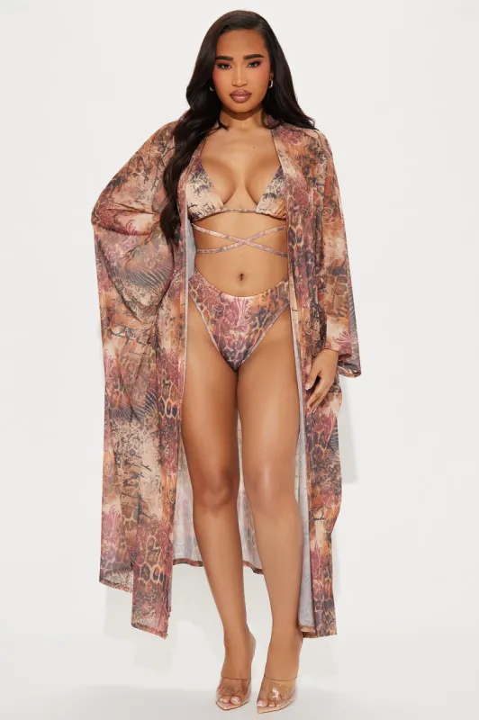 Tranquil Summers Mesh 3 Piece Bikini Set - Brown/combo sold by Fashion Nova