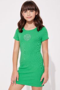 Mini Touch Of Rhinestones Short Sleeve Dress - Green sold by Fashion Nova