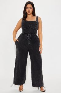 Keep It Up Jumpsuit - Charcoal sold by Fashion Nova