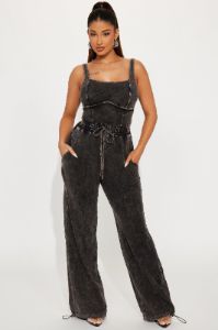 Keep It Up Jumpsuit - Charcoal sold by Fashion Nova