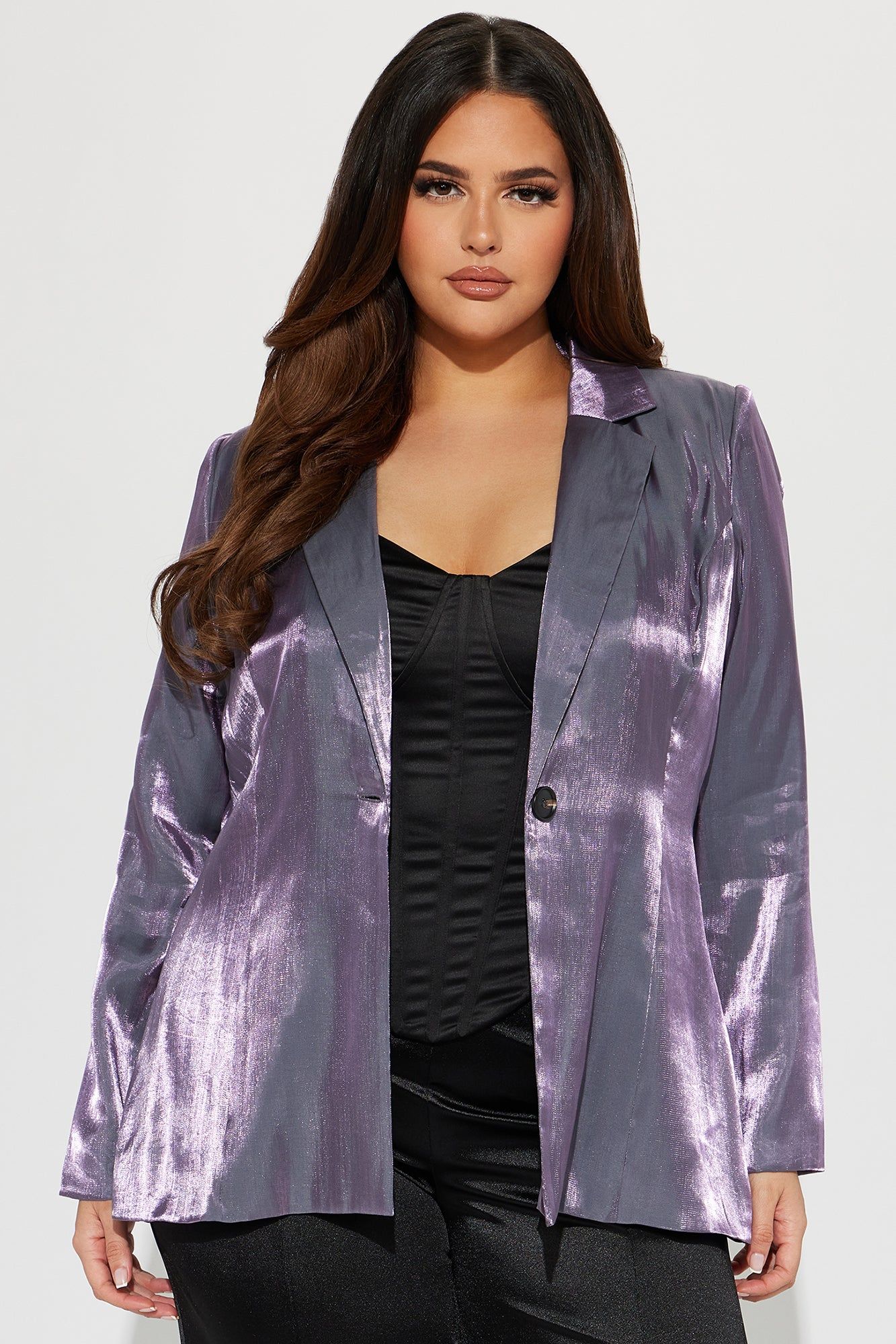 Chrome Nights Metallic Blazer - Plum sold by Fashion Nova product image thumbnail 4