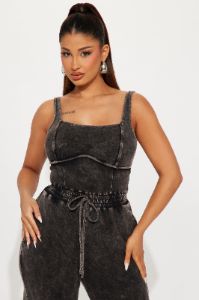Keep It Up Jumpsuit - Charcoal sold by Fashion Nova
