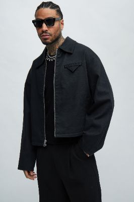 Bordeaux Cropped Chore Jacket - Black sold by Fashion Nova