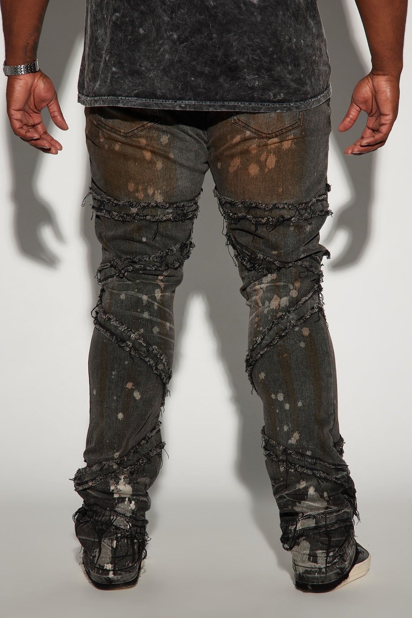 Upright Fray Stacked Skinny Flare Jeans - Black Wash sold by Fashion Nova product image thumbnail 7