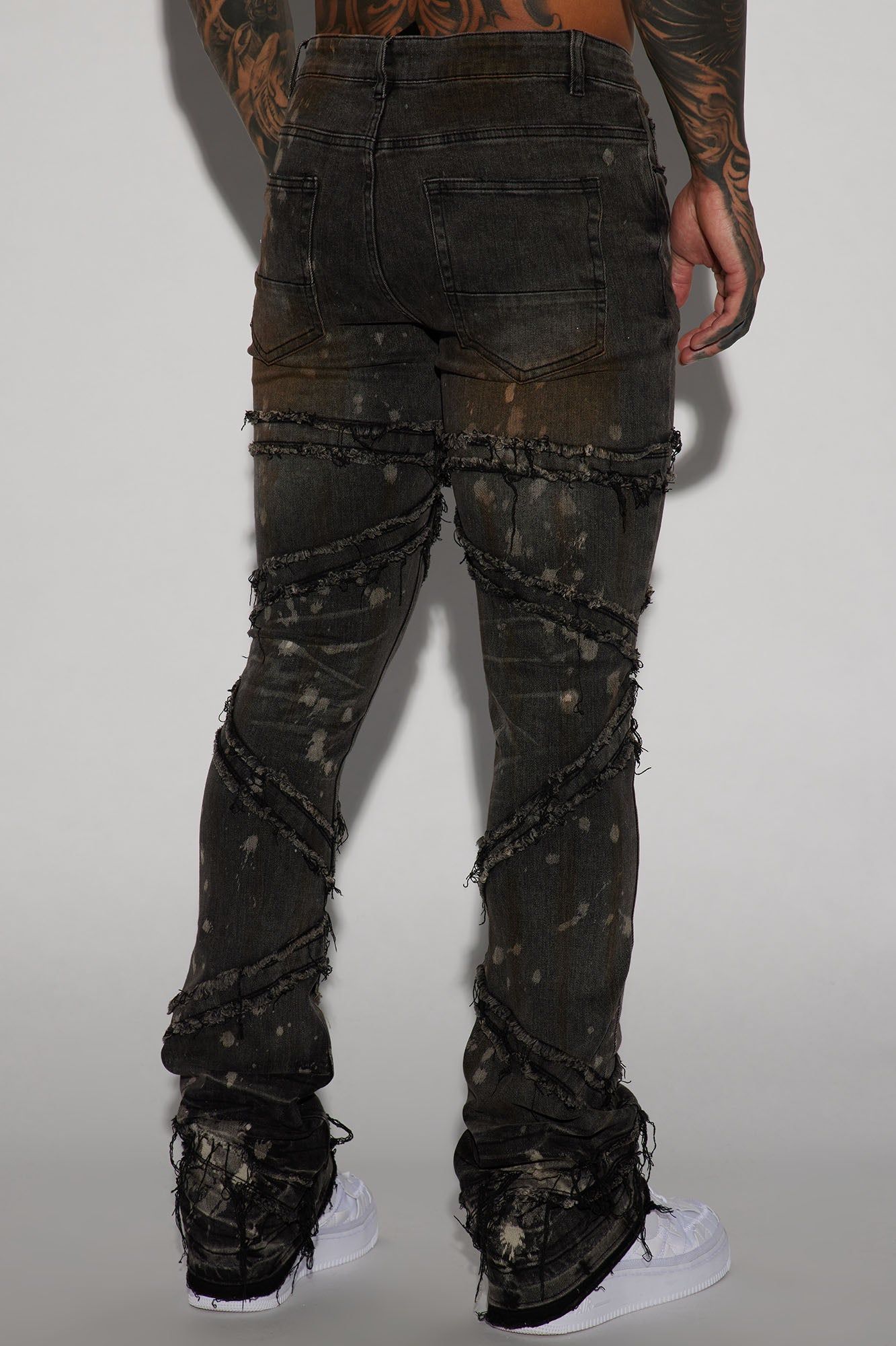 Upright Fray Stacked Skinny Flare Jeans - Black Wash sold by Fashion Nova product image thumbnail 5