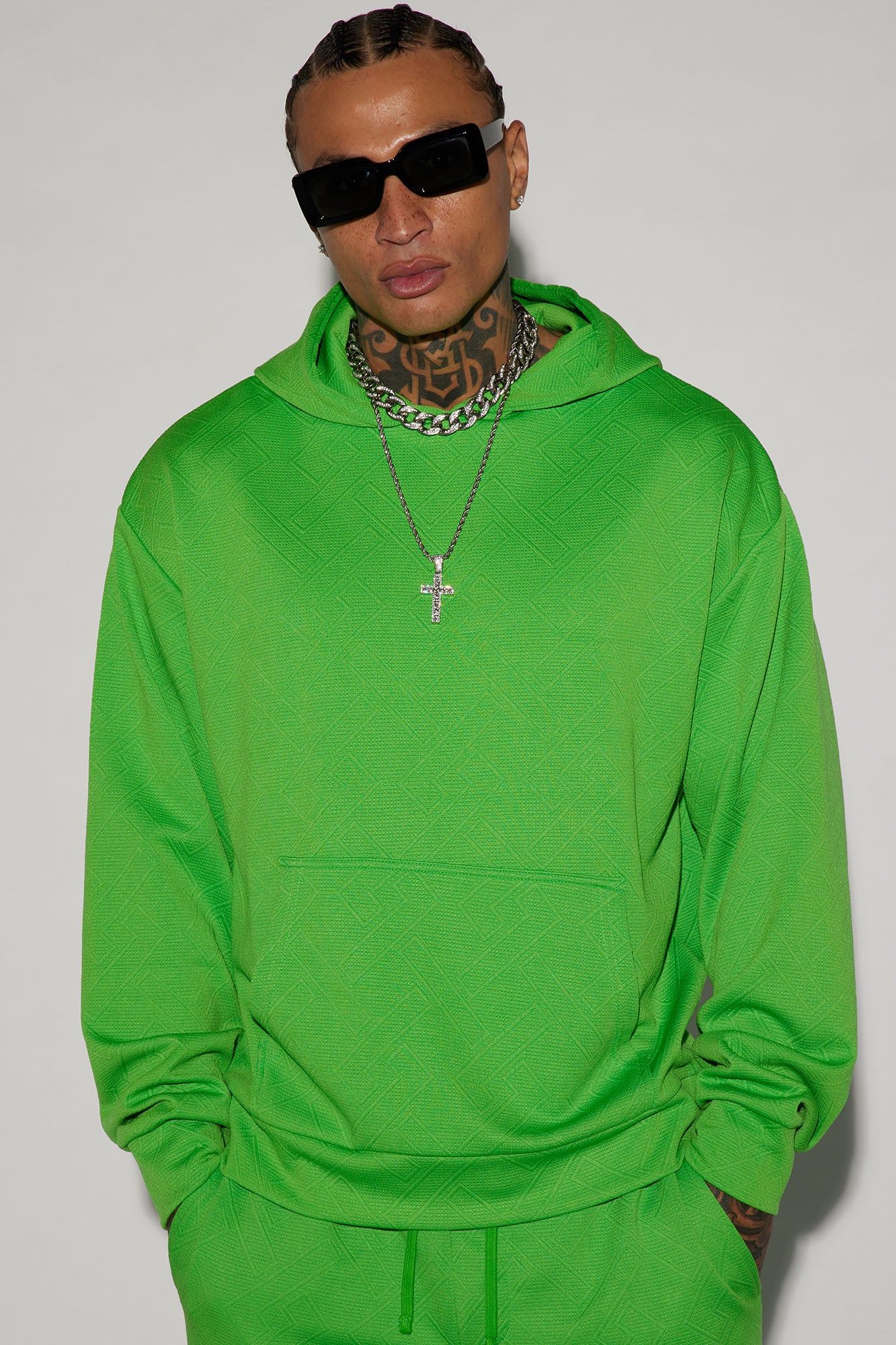 Textured Lines Hoodie - Green sold by Fashion Nova