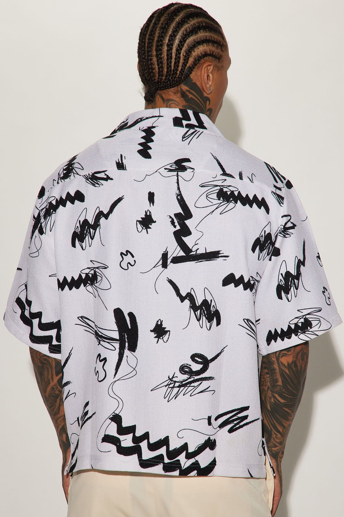 Zig Button Up Shirt - Cream/combo sold by Fashion Nova product image thumbnail 3