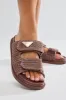 Weekend Moves Slides - Chocolate sold by Fashion Nova