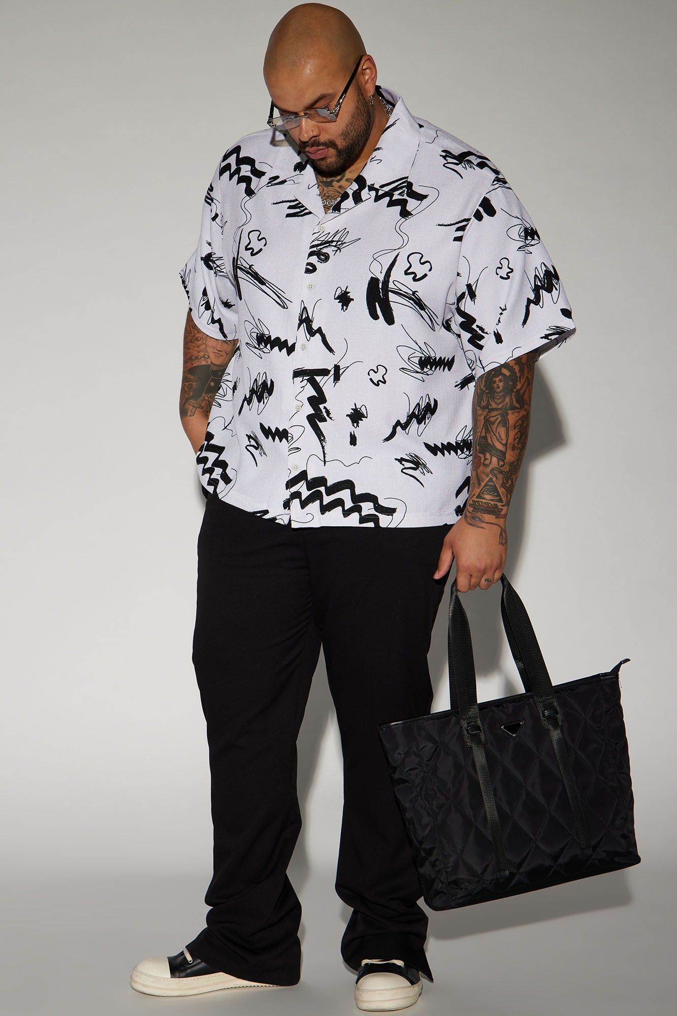 Zig Button Up Shirt - Cream/combo sold by Fashion Nova product image thumbnail 5