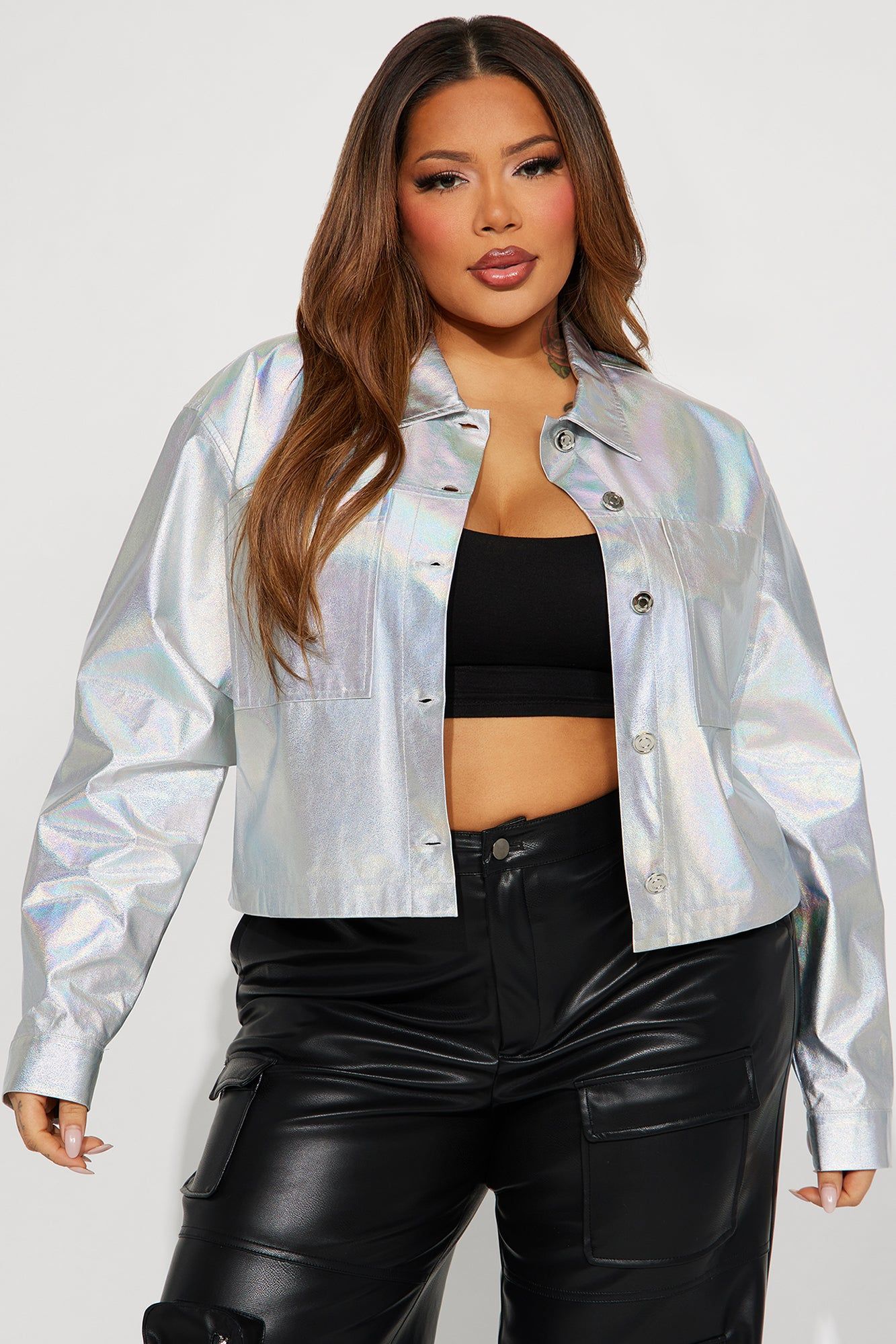 Harlow Holographic Jacket - Silver sold by Fashion Nova product image thumbnail 4