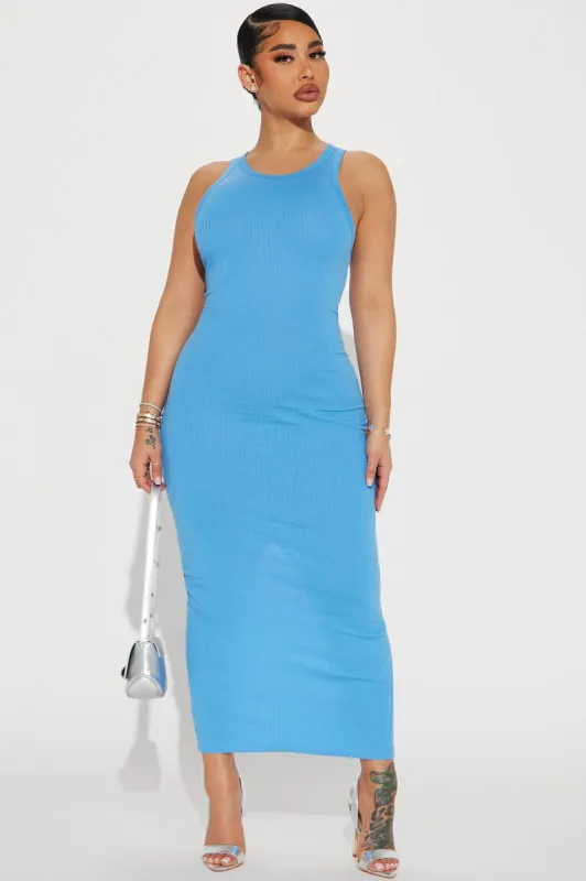 Danielle Ribbed Maxi Dress - Blue sold by Fashion Nova