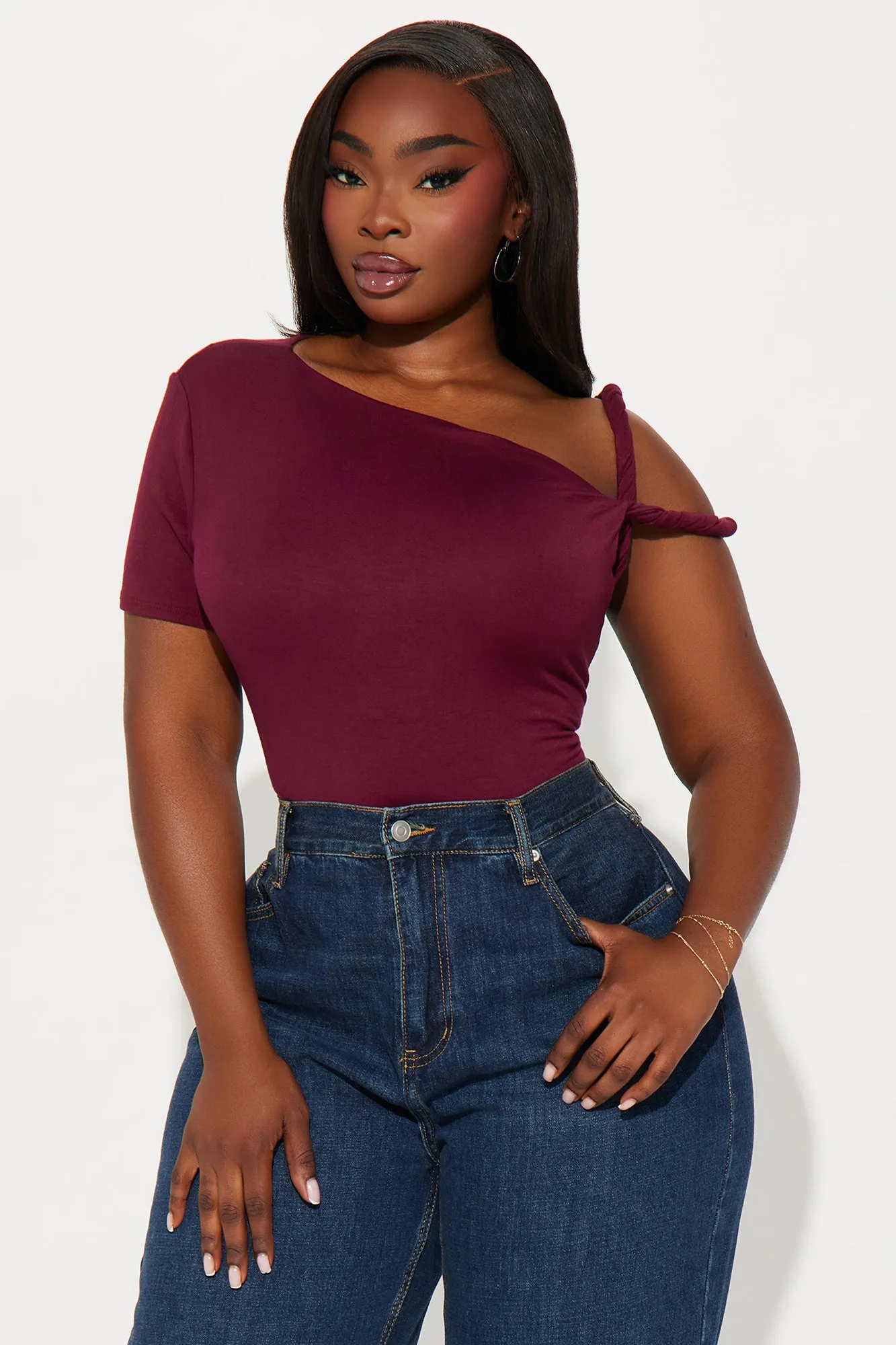 Kendra One Shoulder Top - Wine sold by Fashion Nova product image thumbnail 4