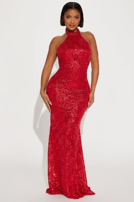 Mikayla Sequin Gown - Red made by Fashion Nova