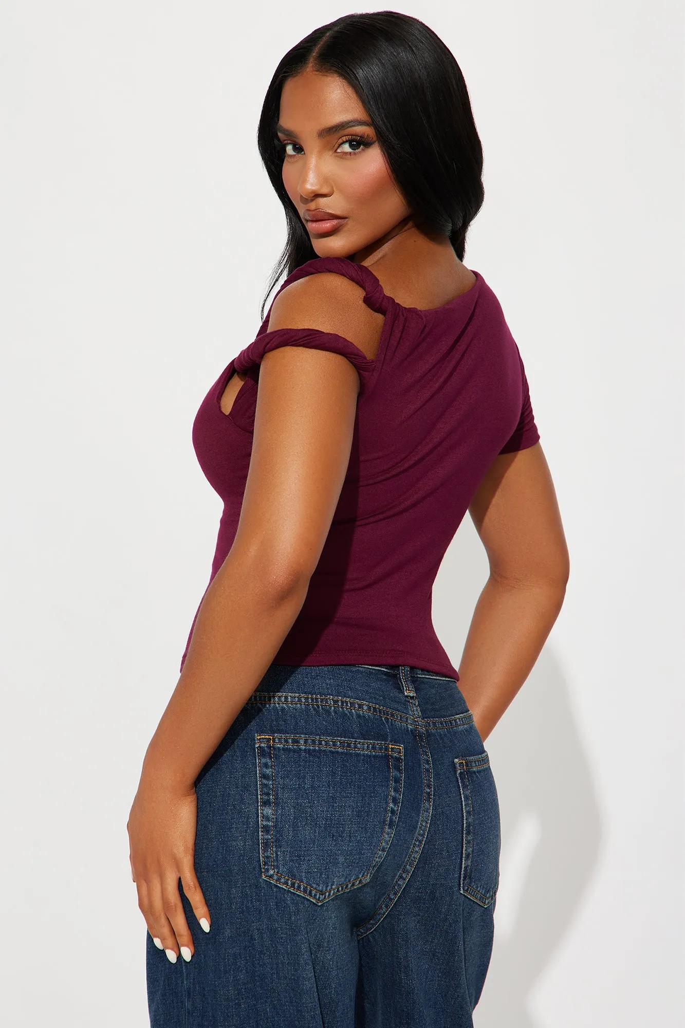 Kendra One Shoulder Top - Wine sold by Fashion Nova product image thumbnail 3