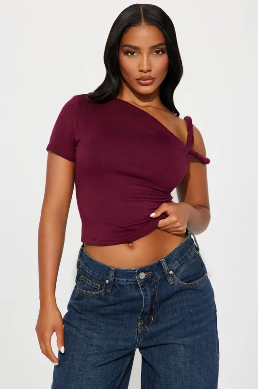 Kendra One Shoulder Top - Wine sold by Fashion Nova