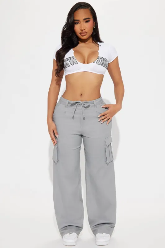 Out For The Day Cargo Pant - Grey sold by Fashion Nova
