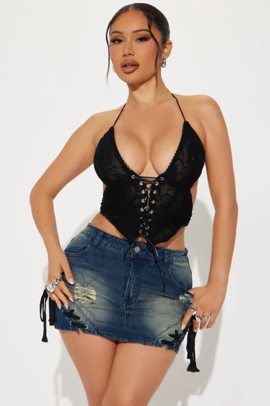 Heat Of The Moment Halter Top - Black sold by Fashion Nova