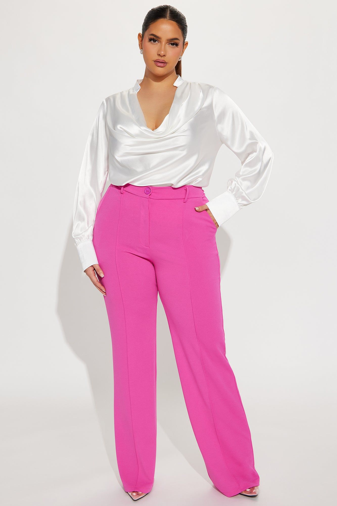 Heidi Wide Leg Trouser - Fuchsia sold by Fashion Nova product image thumbnail 4