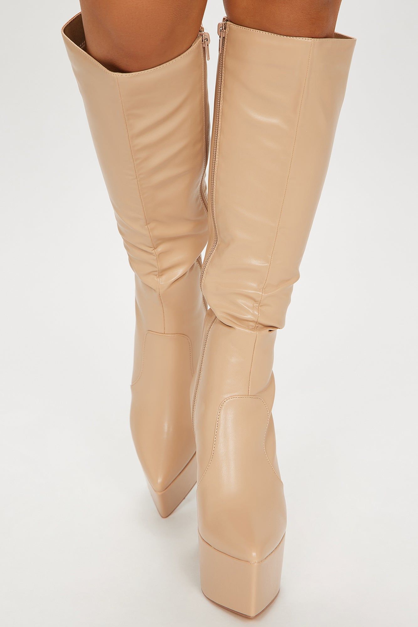 Miss Confident Knee High Heeled Boots - Nude sold by Fashion Nova product image thumbnail 3
