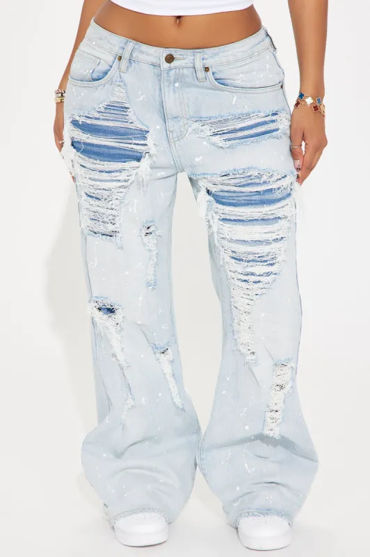 The Way It Works Stretch Baggy Jeans - Light Wash sold by Fashion Nova