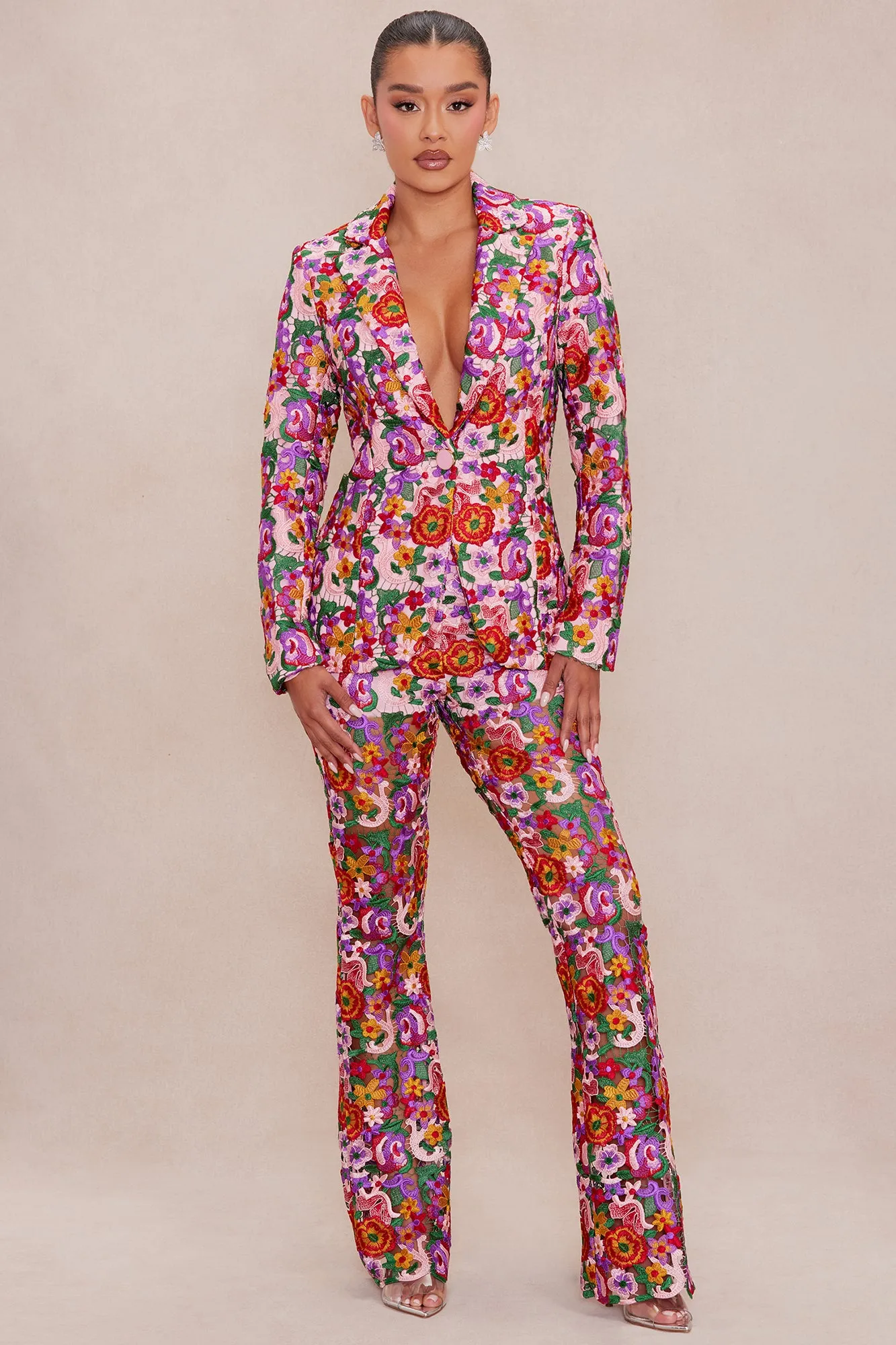 Aubrey Floral Lace Blazer - Pink/combo sold by Fashion Nova product image thumbnail 3