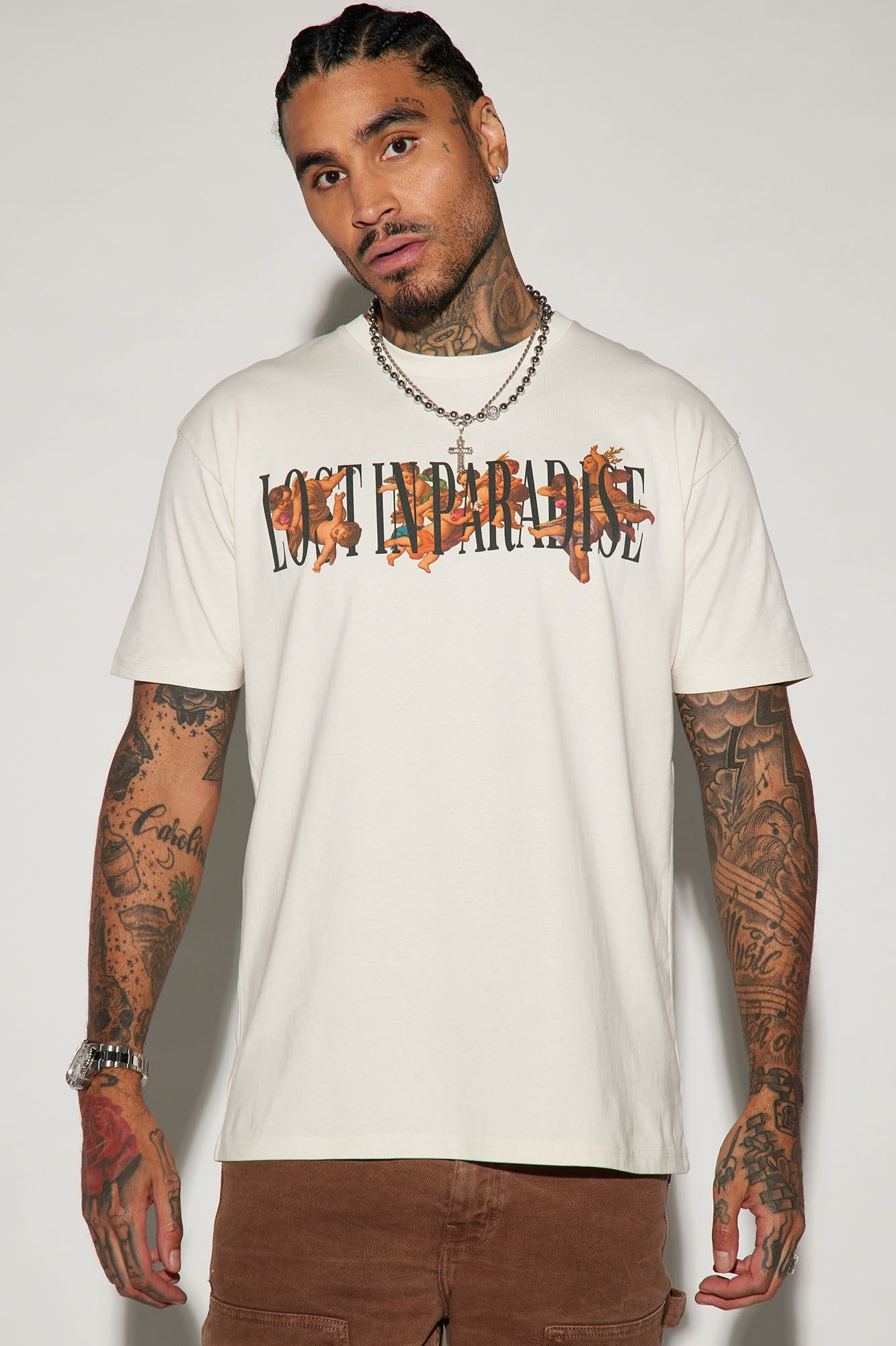 Lost Paradise Angels Short Sleeve Tee - Off White sold by Fashion Nova