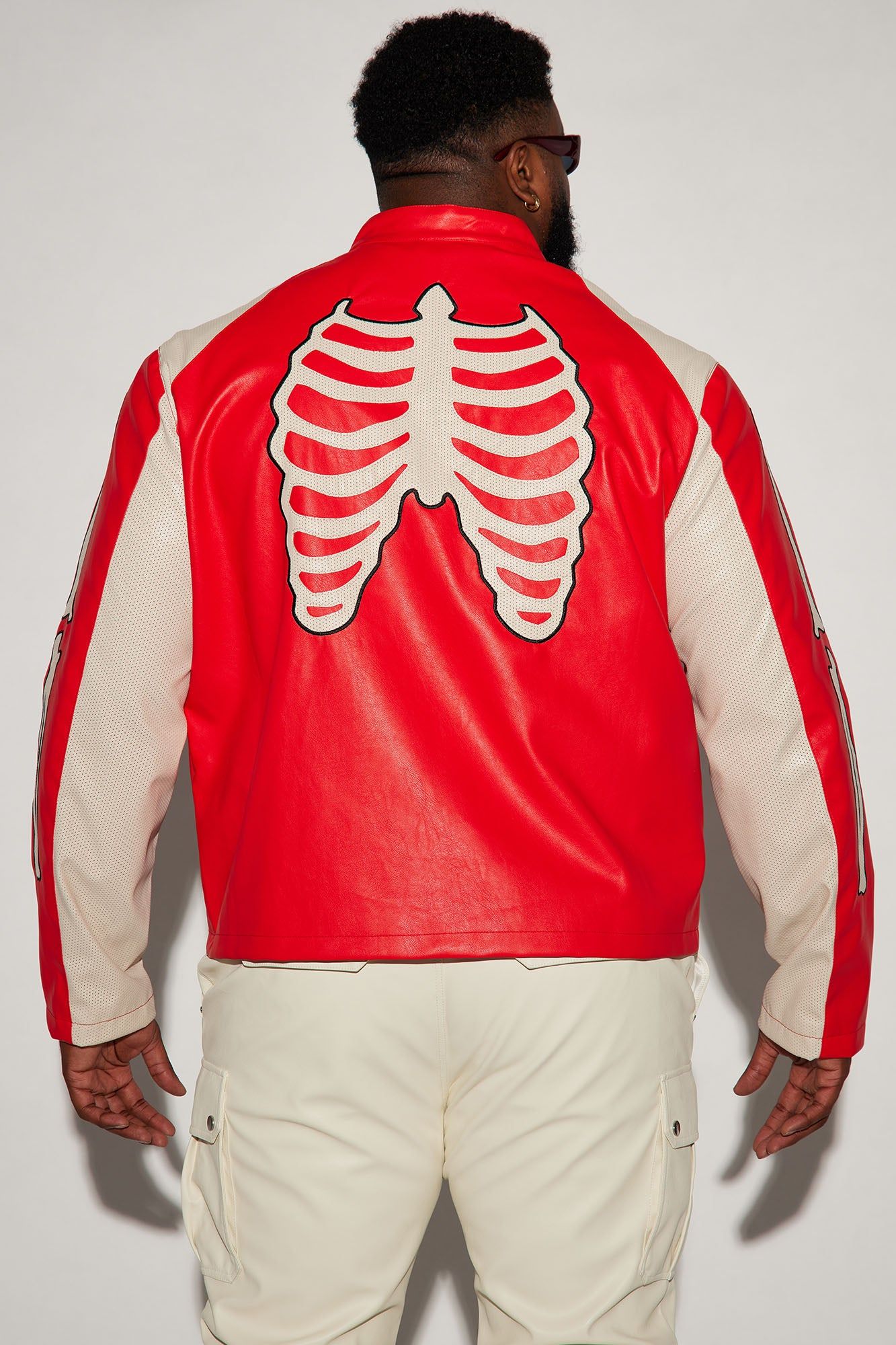 Bones Faux Leather Motocross Jacket - Red sold by Fashion Nova product image thumbnail 6