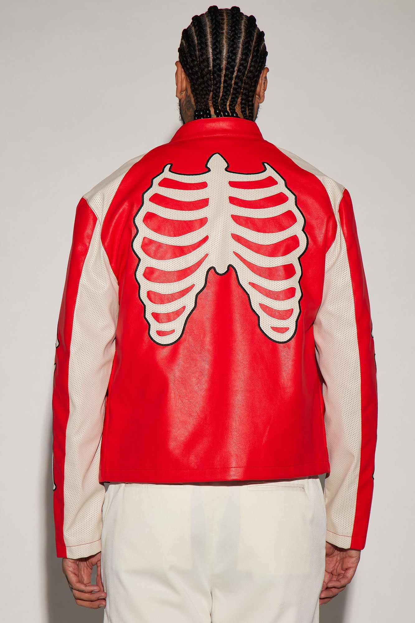 Bones Faux Leather Motocross Jacket - Red sold by Fashion Nova product image thumbnail 3