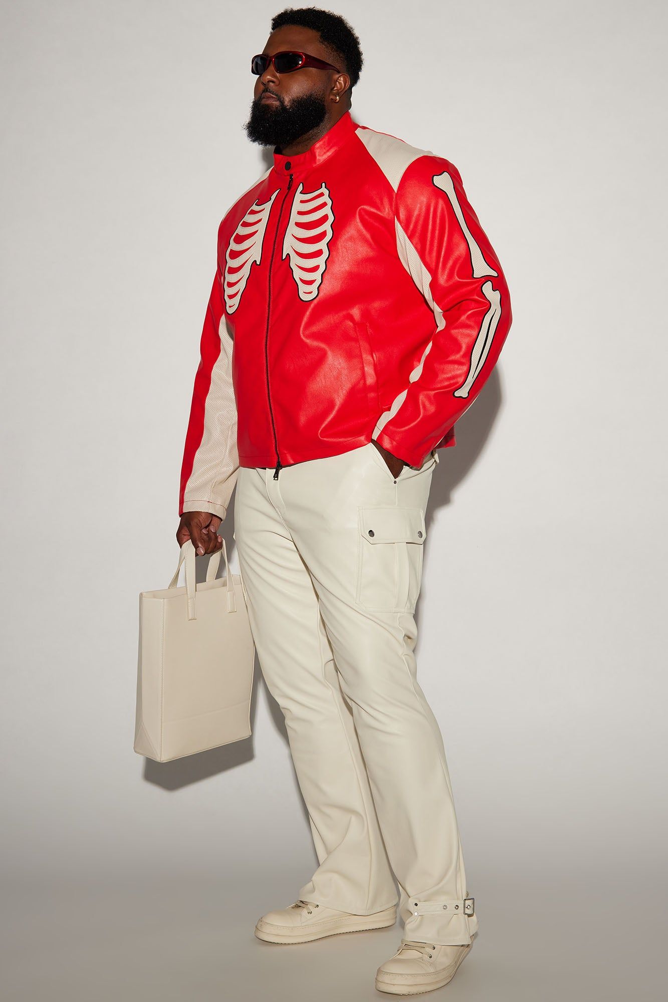 Bones Faux Leather Motocross Jacket - Red sold by Fashion Nova product image thumbnail 5