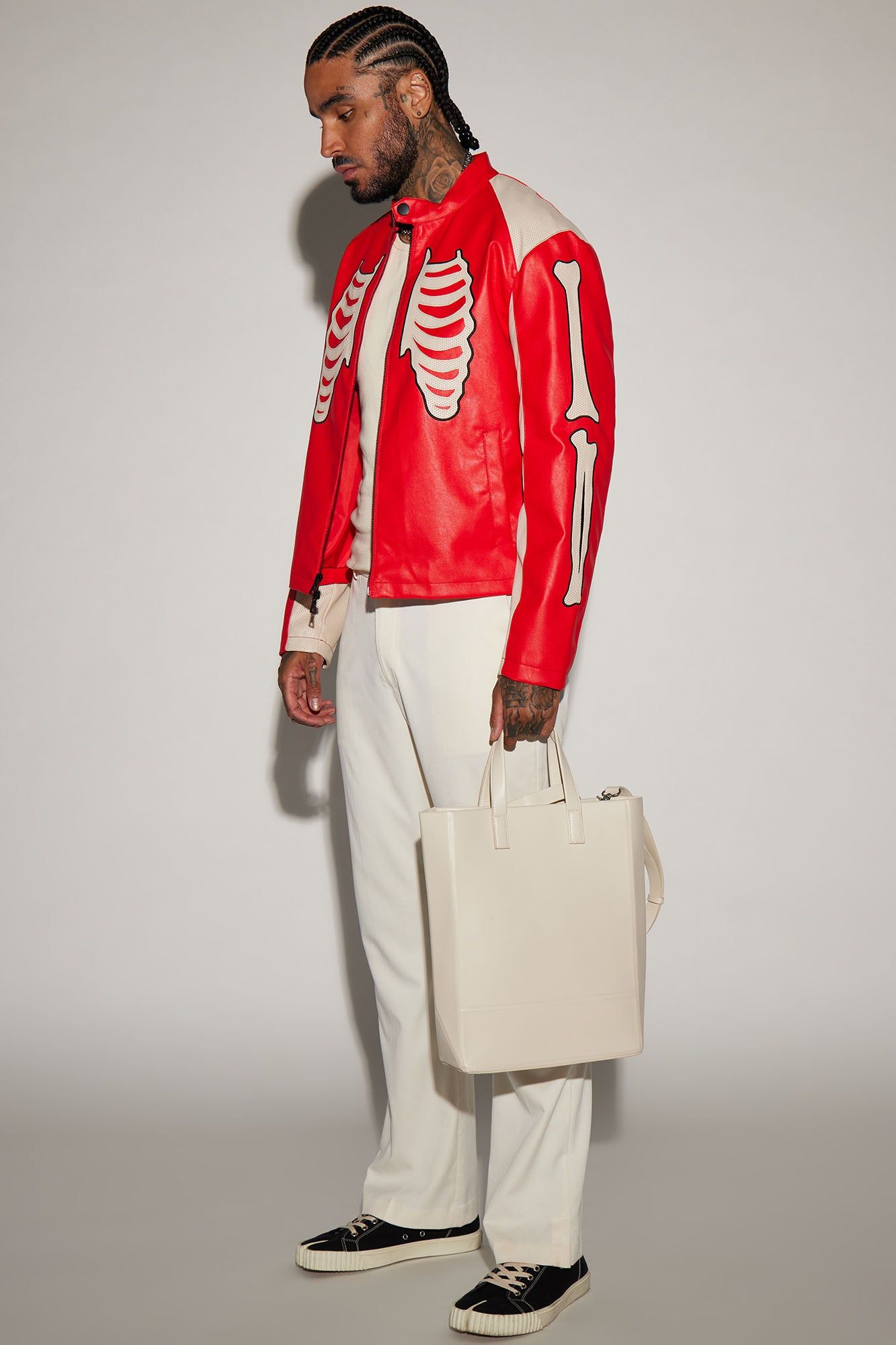 Bones Faux Leather Motocross Jacket - Red sold by Fashion Nova product image thumbnail 2