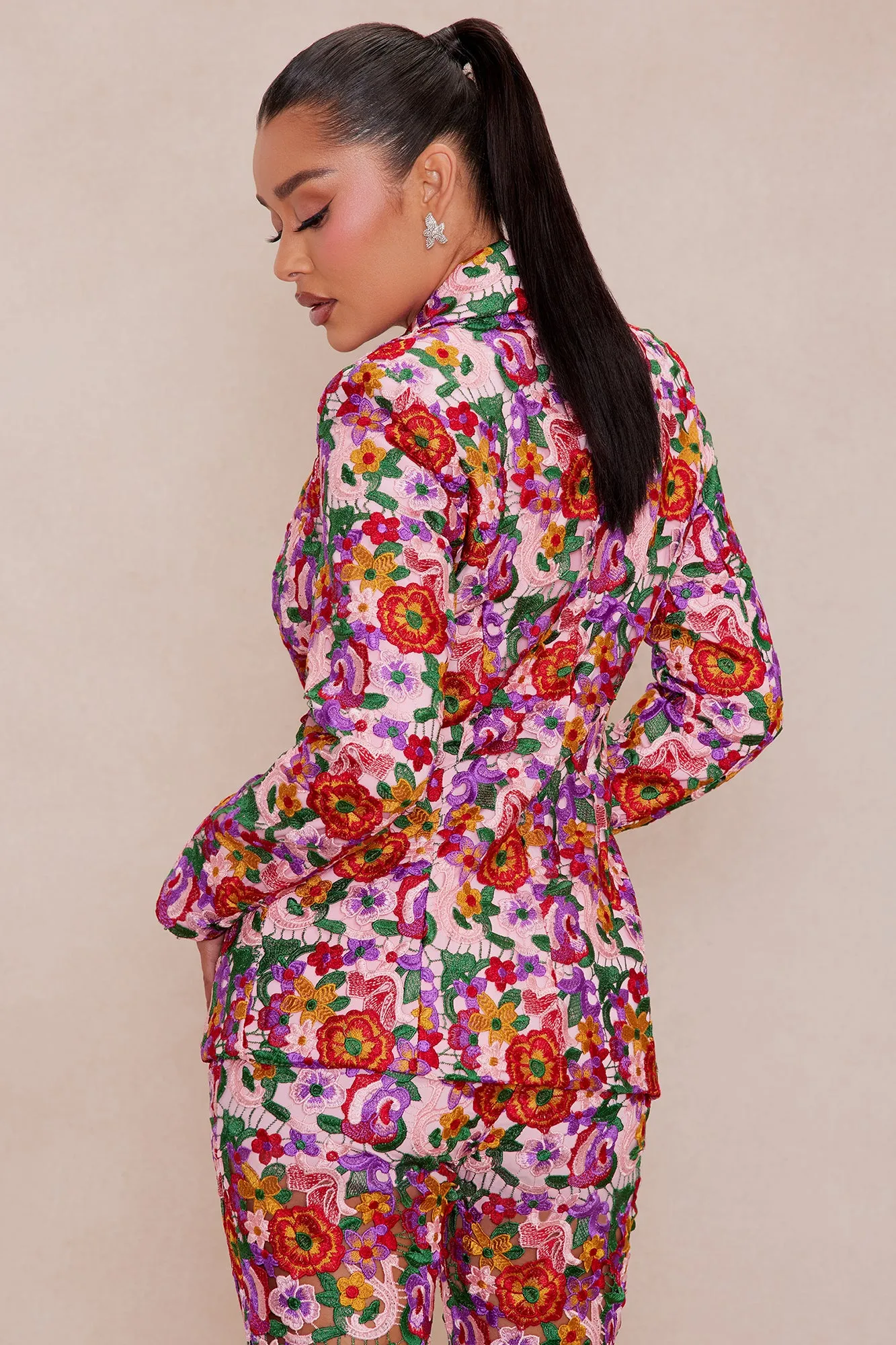 Aubrey Floral Lace Blazer - Pink/combo sold by Fashion Nova product image thumbnail 5