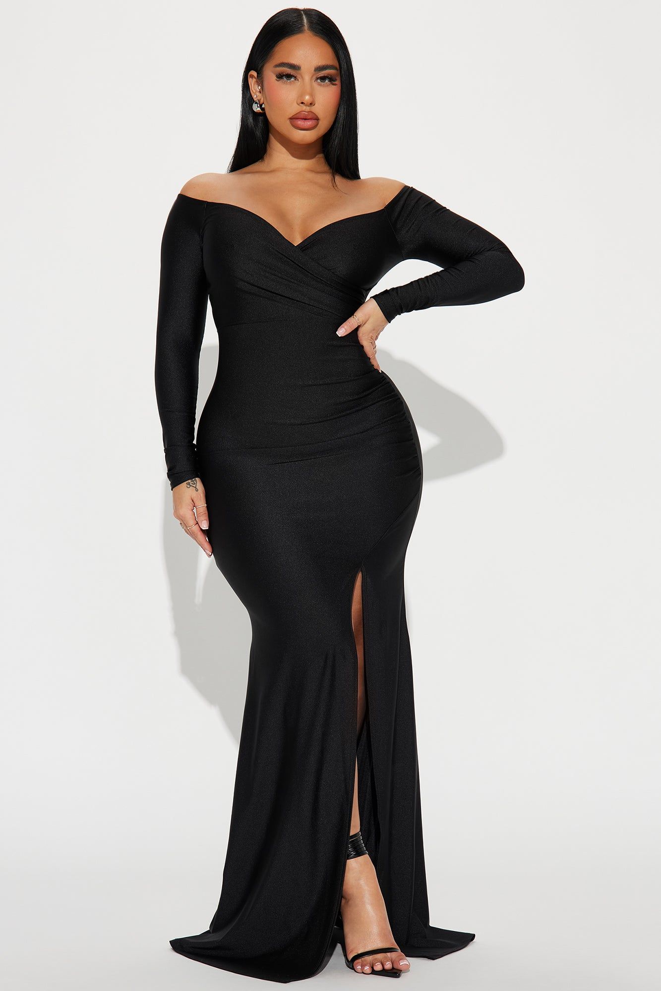 Kellie Tricot Gown - Black sold by Fashion Nova