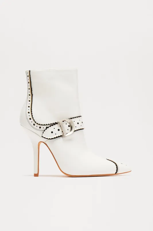 Zena Buckle Booties - White sold by Fashion Nova